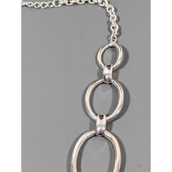 Premier Designs Silver Tone Oval Chain Link Statement Necklace 19" - Picture 5 of 10